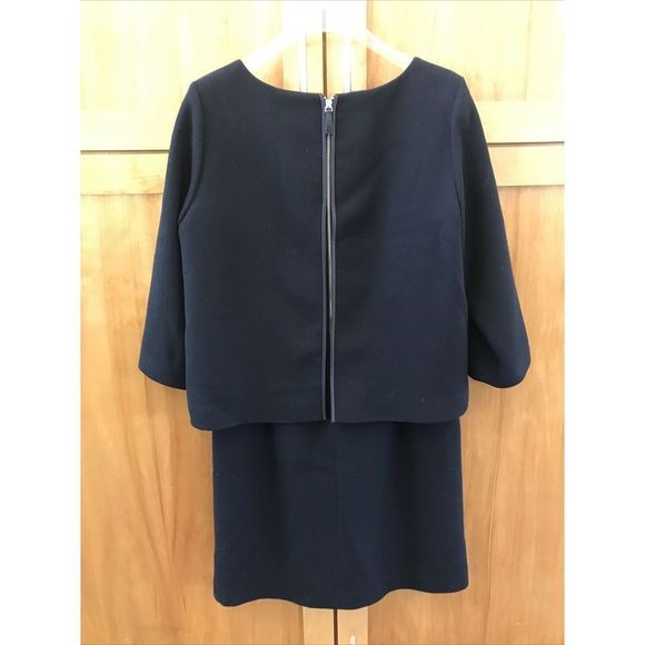 LAFAYETTE 148 New York Women 10 Solid Black Wool Lined Dress Zip Layered Modest - Picture 10 of 10